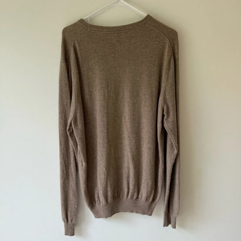 Imagine design Men’s 100% cashmere crew neck sweater brown long sleeve SZ XL